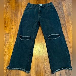 Princess Polly Black Wide Leg Jeans 8